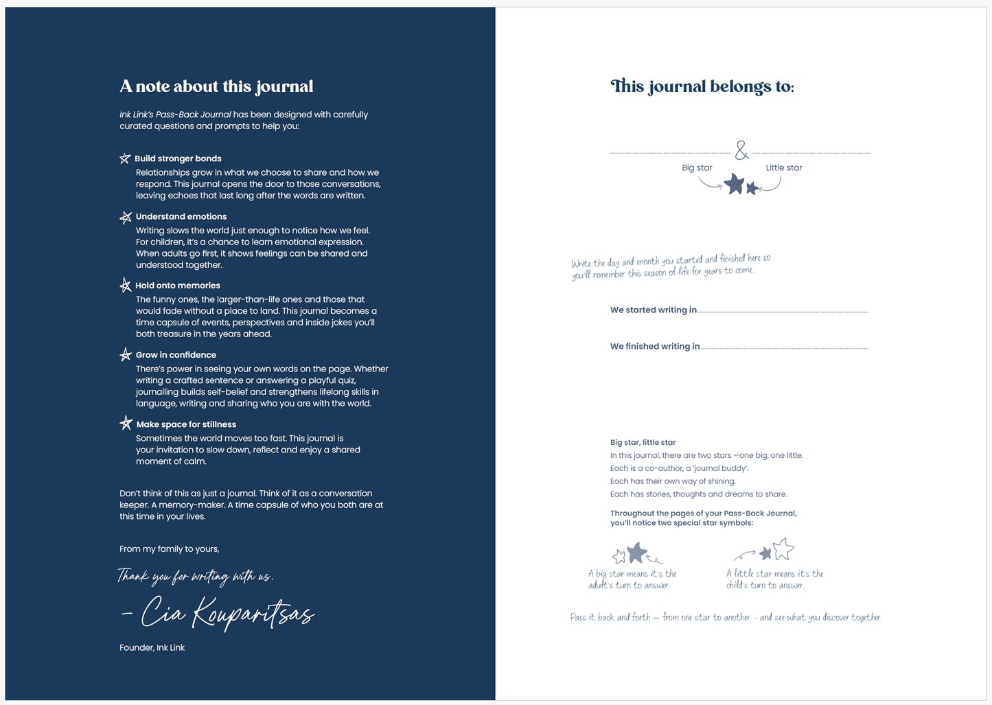The Pass-Back Journal: Child & Adult Edition in Navy (Pre-Order)